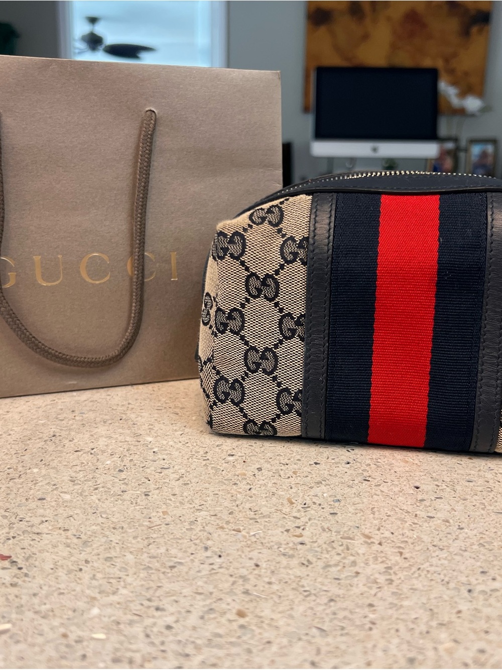 Gucci Black Interior Leather Label Pouch